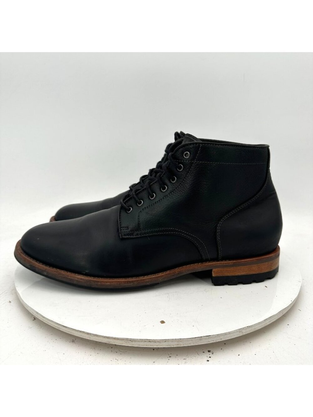 Warfield & Grand Scout Men Size 8.5 Black  Leather Cap Round Toe Ankle Boot